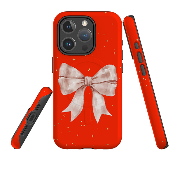 iPhone MagSafe Tough Case - Big Bow Red Stars