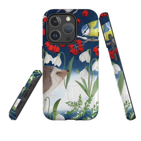 iPhone MagSafe Tough Case - Blue Tit and Hedgehog By Bex Parkin