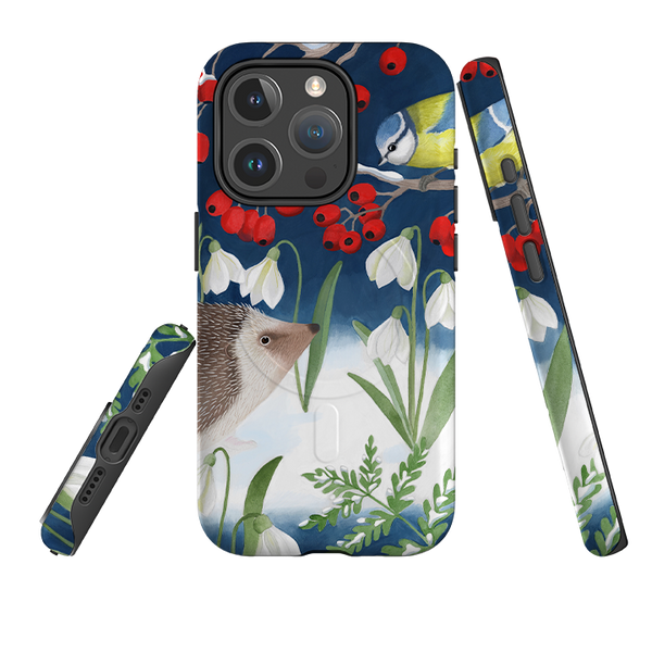 iPhone MagSafe Tough Case - Blue Tit and Hedgehog By Bex Parkin