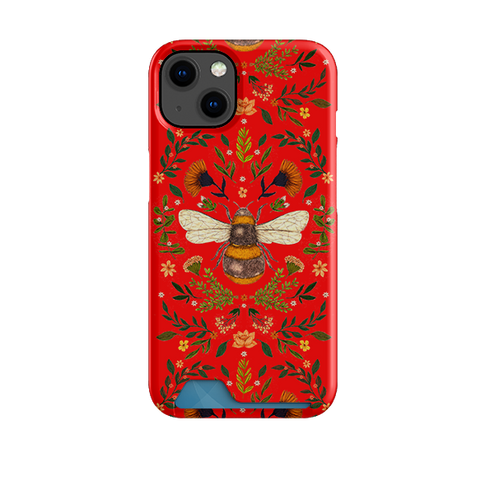 Botanical Bee Red By Jade Mosinski Case and Card Case