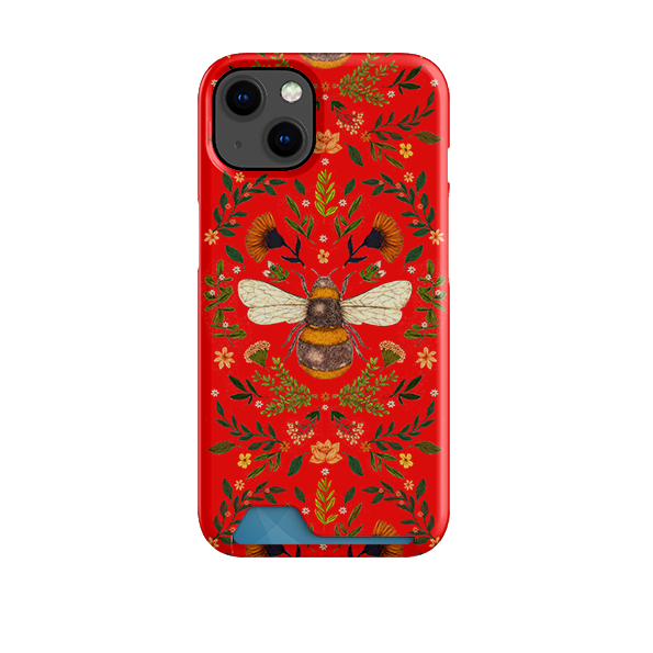 Botanical Bee Red By Jade Mosinski Case and Card Case
