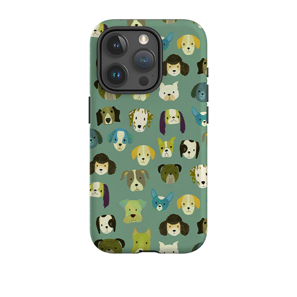 iPhone Tough Case - Dog Heads Green By Katherine Quinn