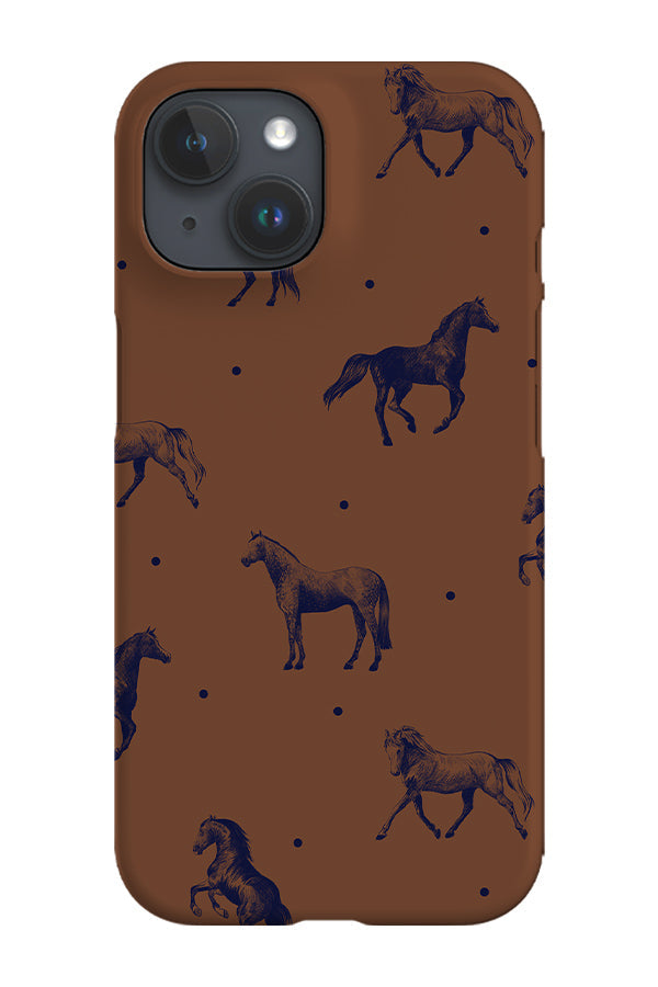 Dotty Horses Phone Case (Brown Blue) For Iphone & Samsung