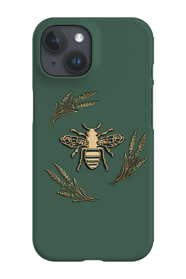Floral Bee Lux Phone Case (Khaki Green & Gold) For Iphone & Samsung