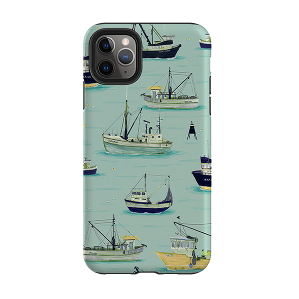 iPhone Tough Case - Fishing Boats Blue By Katherine Quinn