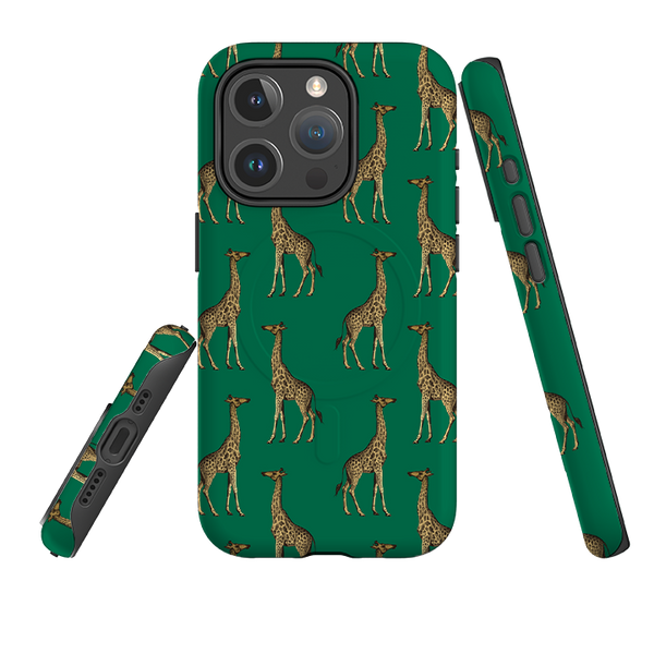 iPhone MagSafe Tough Case - Giraffe On Green