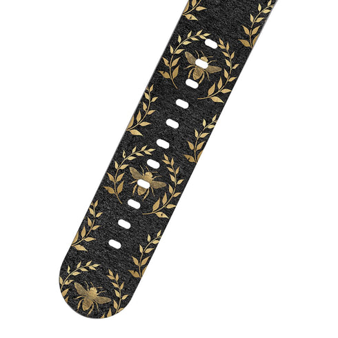 Golden Bees Grey Apple Watch Strap