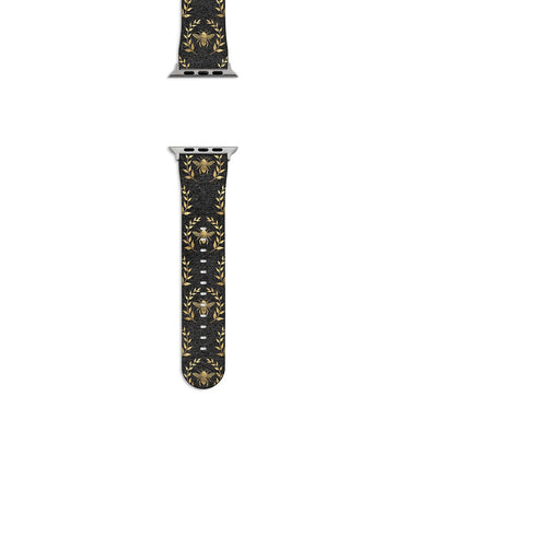 Golden Bees Grey Apple Watch Strap