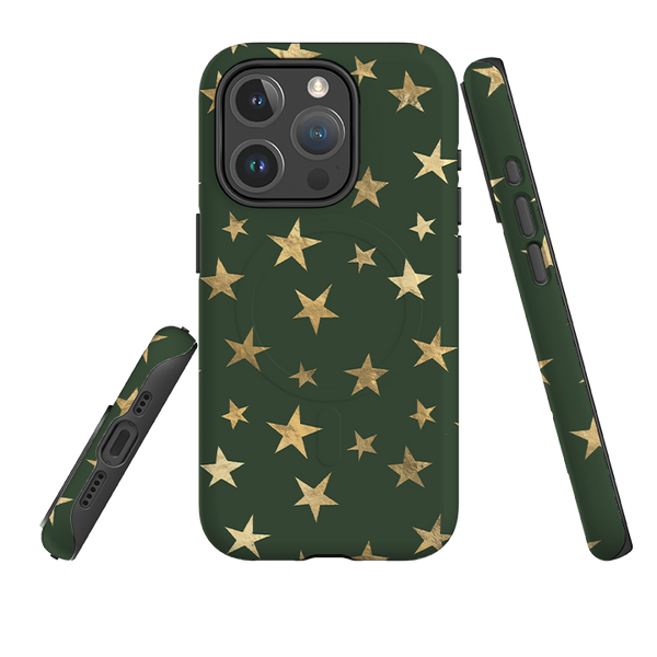 iPhone MagSafe Tough Case - Green and Gold Stars