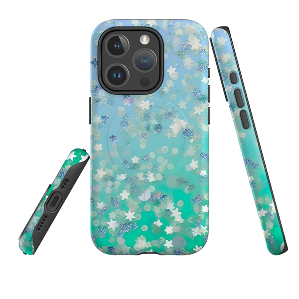 iPhone MagSafe Tough Case - Green Stars (case does not glitter)
