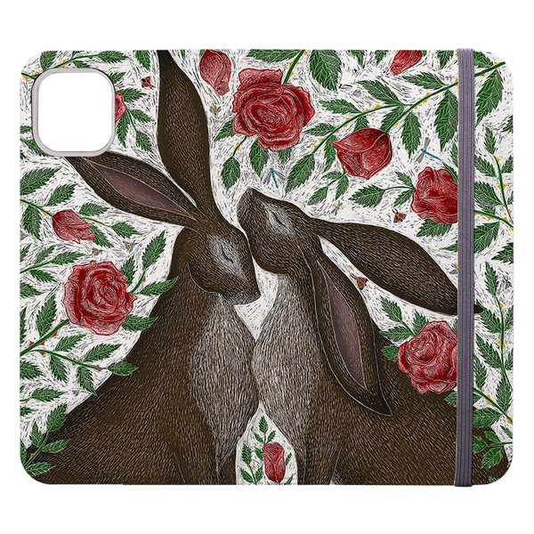 Hares And Red Roses By Catherine Rowe Wallet case