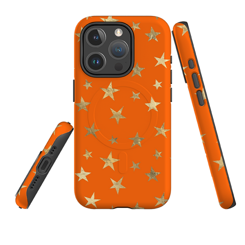iPhone MagSafe Tough Case - Orange and Gold Stars