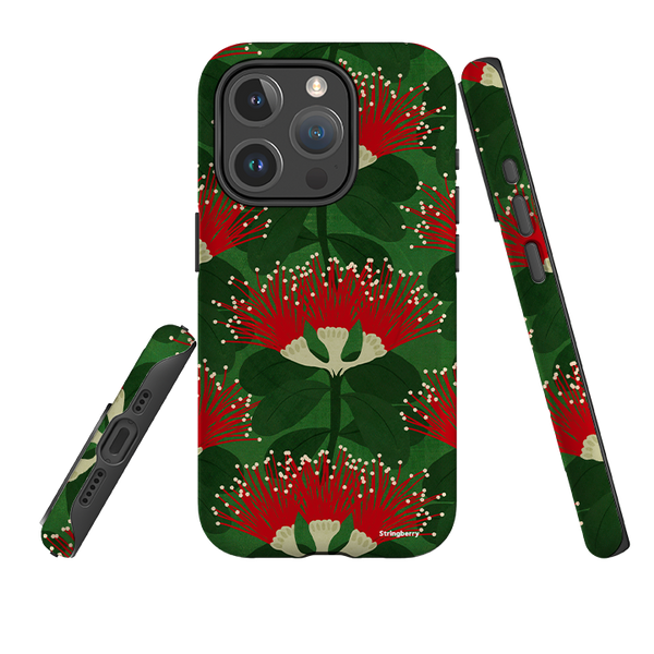 iPhone MagSafe Tough Case - Pohutukawa Green and Red By Katherine Quinn