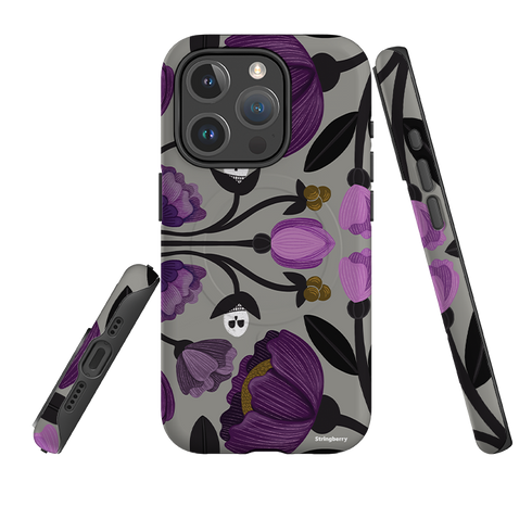 iPhone MagSafe Tough Case - Purple Flower Skull II By Nina Pace
