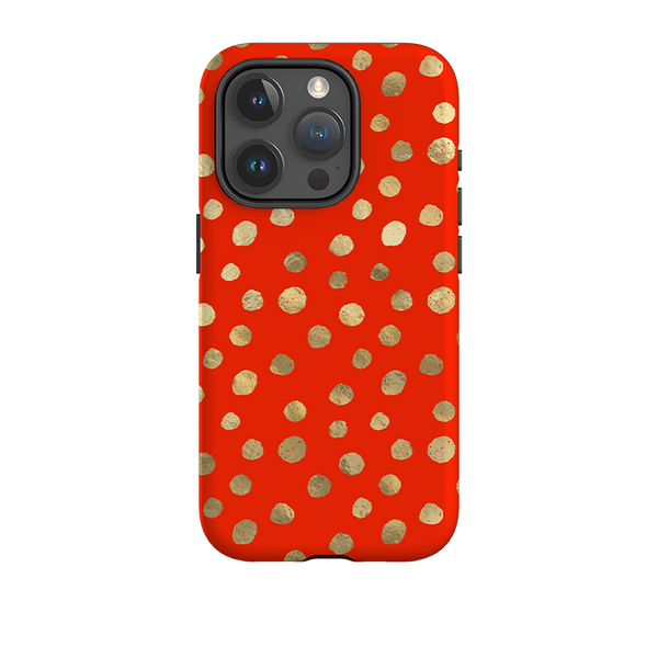 iPhone Tough Case - Red and Golden Dots