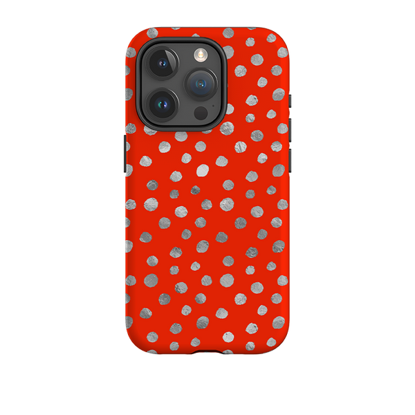 iPhone Tough Case - Red and Silver Dots