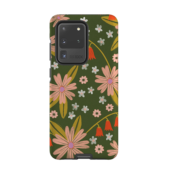 Samsung Tough Case - Red and Green Floral Pattern By Lee Foster Wilson