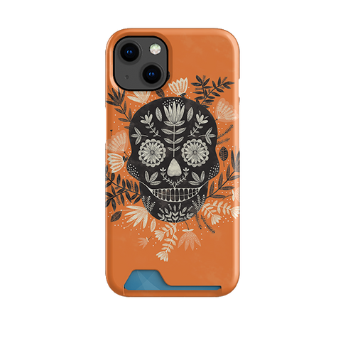 Sugar Skull Orange By Jade Mosinski Case and Card Case