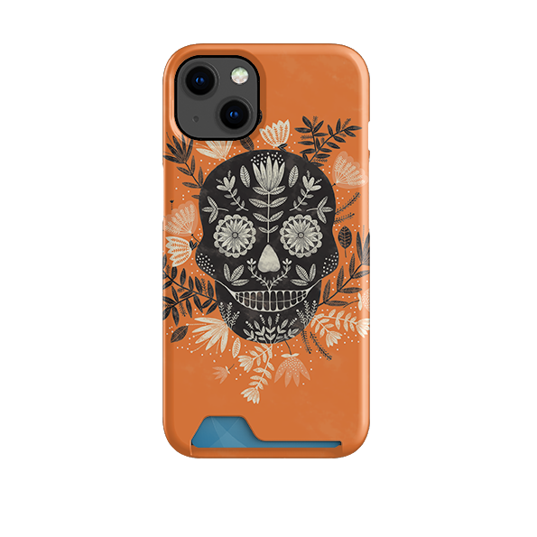 Sugar Skull Orange By Jade Mosinski Case and Card Case