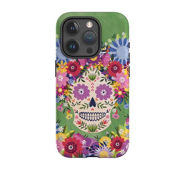 iPhone Tough Case - Sugar Skull Green By Ali Brookes
