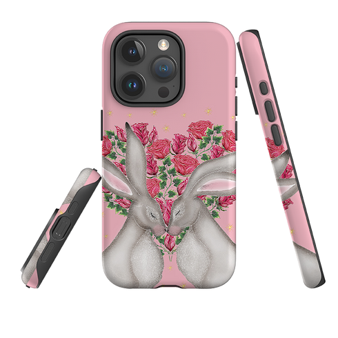 iPhone Tough Case - White Hares Rose Heart By Catherine Rowe