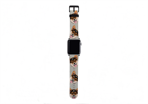 Welsh Corgi Grey Apple Watch Strap