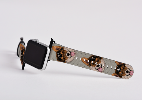 Welsh Corgi Grey Apple Watch Strap
