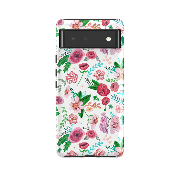 Google Tough Case - White Floral By Caroline Bonne Muller