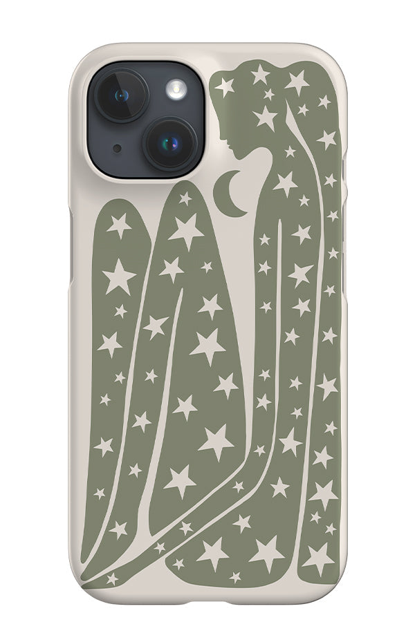 Abstract Figure & Stars iPhone Phone Case (Linen Moss Green) For Iphone & Samsung