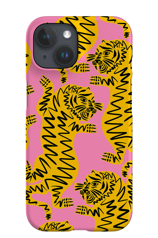 Abstract Tiger iPhone Phone Case (Pink & Yellow) For Iphone & Samsung