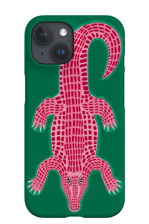 Colourful Crocodile iPhone Phone Case (Green Pink) For Iphone & Samsung