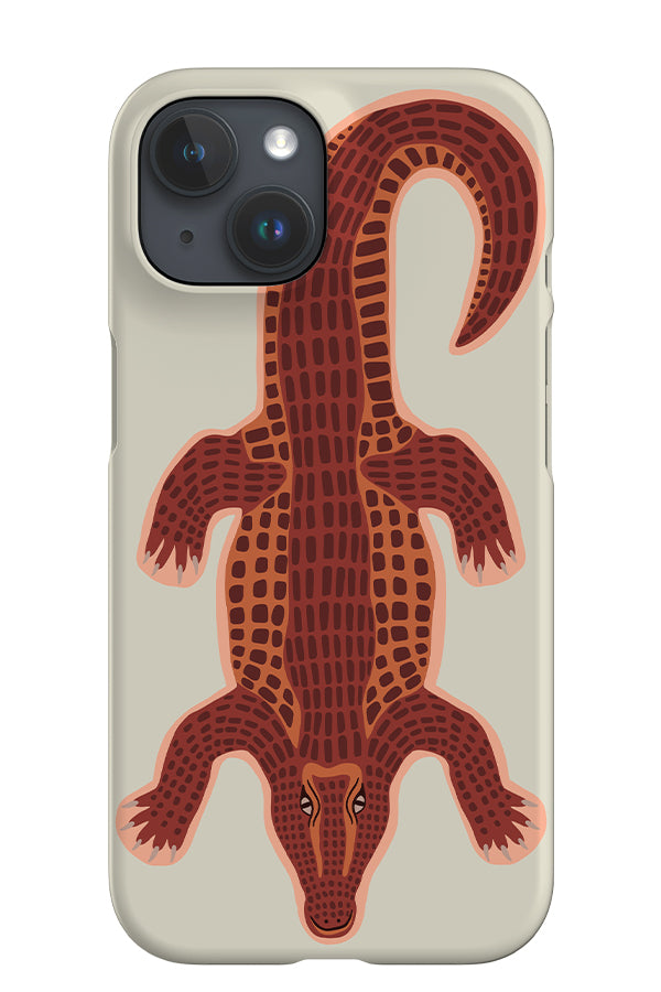 Colourful Crocodile iPhone Phone Case (Off-White & Orange) For Iphone & Samsung