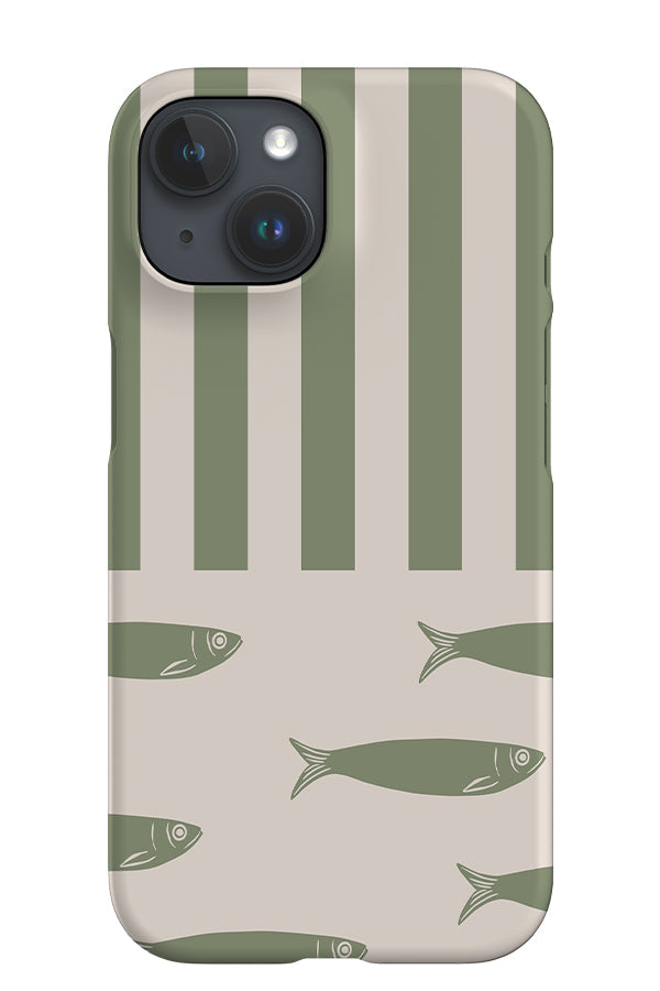 Fish Stripes iPhone Phone Case (Linen Moss Green) For Iphone & Samsung