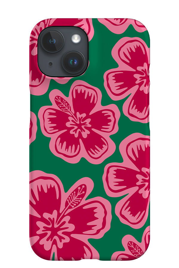Hibiscus Flower iPhone Phone Case (Green Pink) For Iphone & Samsung
