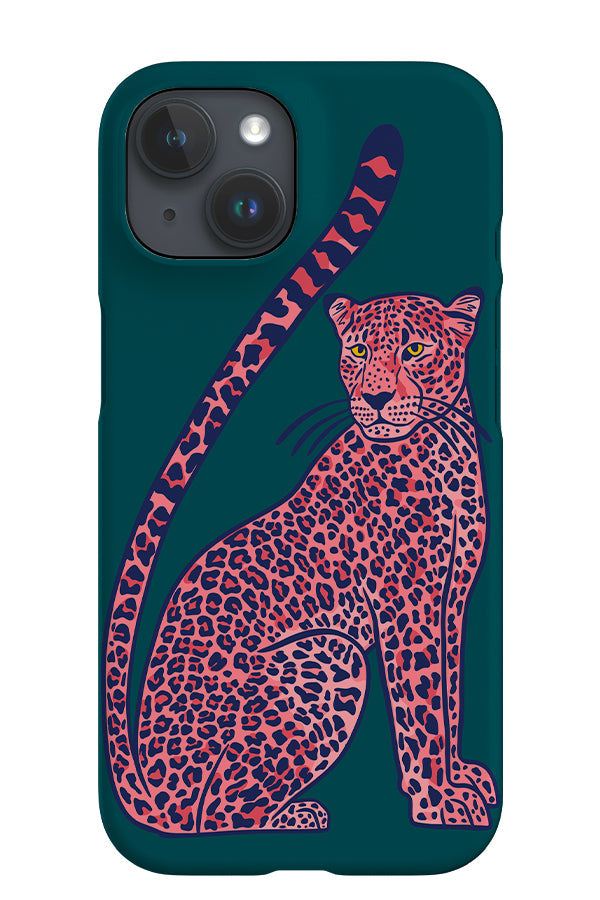 Leopard Sitting iPhone Phone Case (Green Pink) For Iphone & Samsung