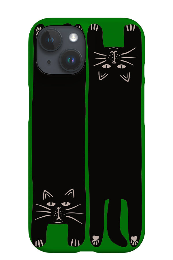 Two Cats iPhone Phone Case (Green) For Iphone & Samsung