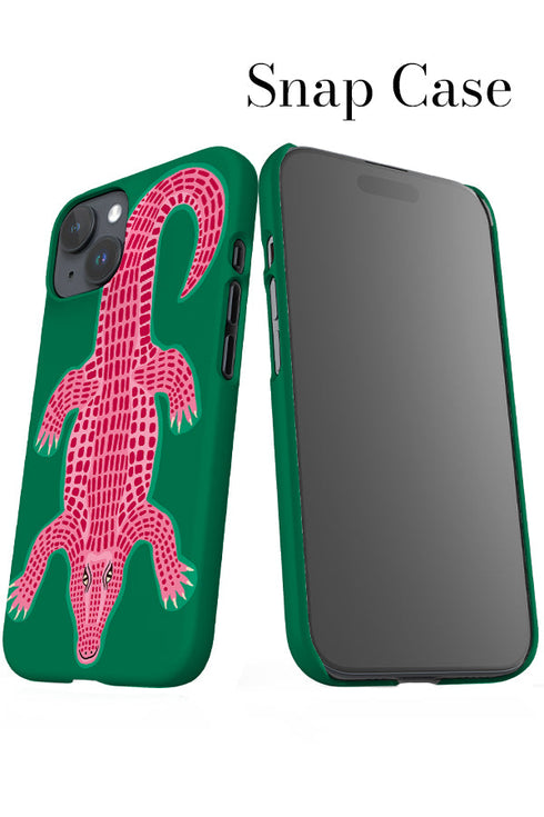 Colourful Crocodile iPhone Phone Case (Green Pink) For Iphone & Samsung