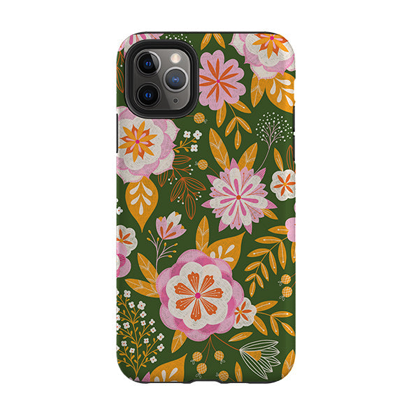 iPhone Tough Case - Big Bold Blooms Green By Jenny Zemanek