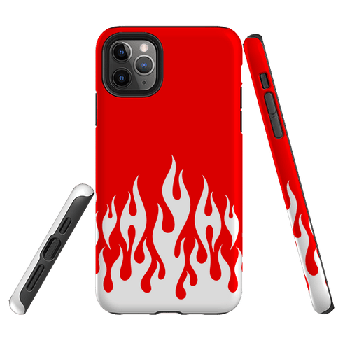 iPhone Tough Case - White Flames Red