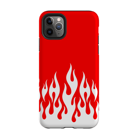 iPhone Tough Case - White Flames Red