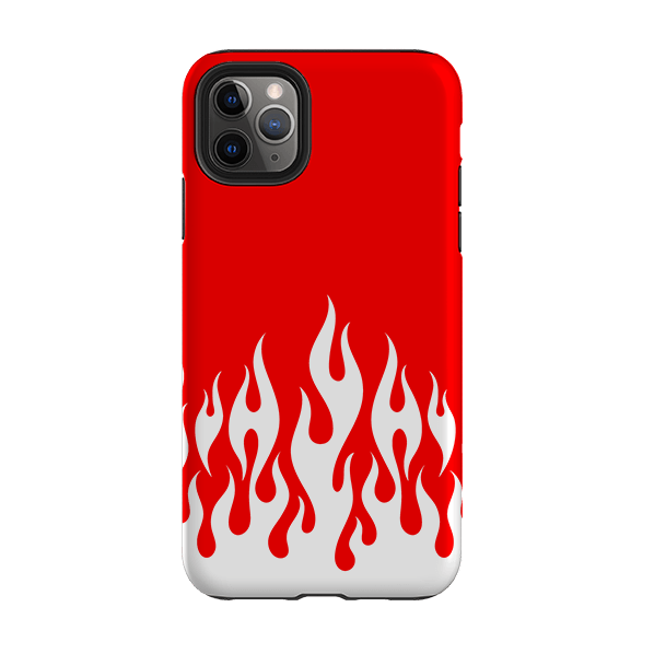 iPhone Tough Case - White Flames Red