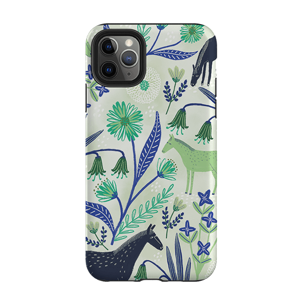 iPhone Tough Case - Wild Ponies Green By Lee Foster Wilson