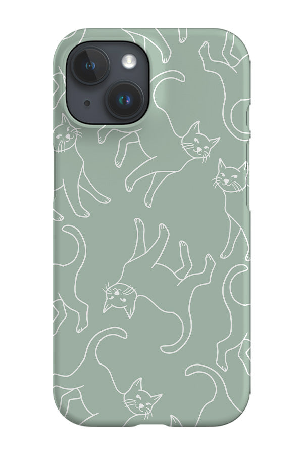 Cats Line Art Phone Case (Mint Green) For Iphone & Samsung