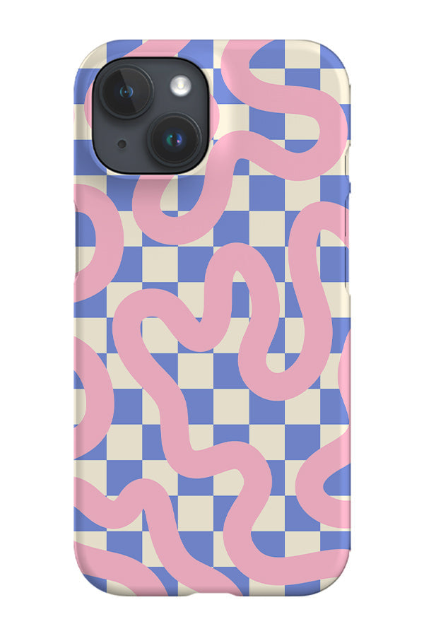 Check Swirl Lines Abstract Phone Case (Blue Pink) For Iphone & Samsung