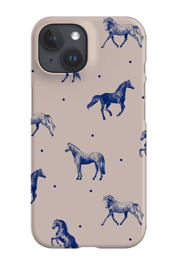 Dotty Horses Phone Case (Beige Blue) For Iphone & Samsung