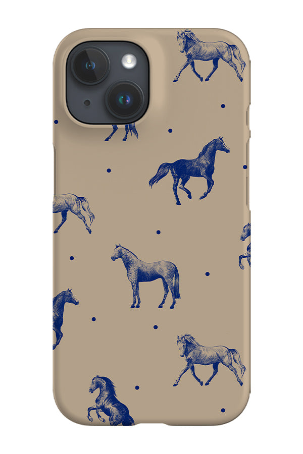 Dotty Horses Phone Case (Tan Blue) For Iphone & Samsung