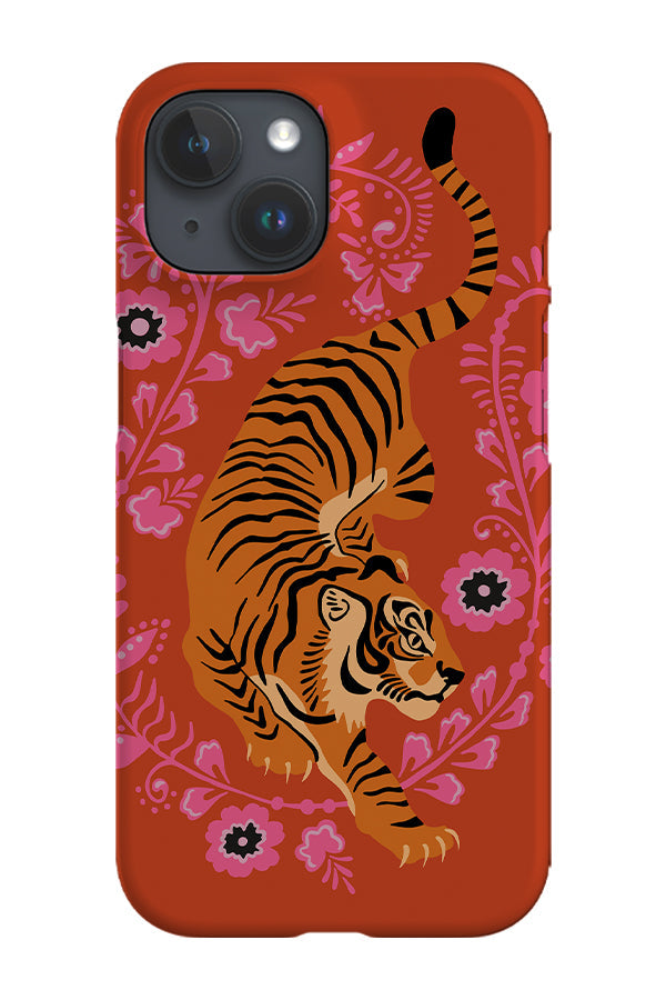 Floral Tiger Phone Case (Rust Orange Pink) For Iphone & Samsung