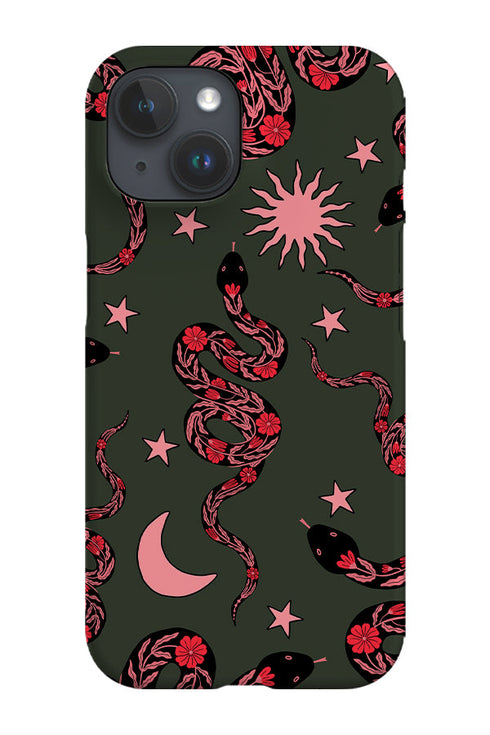 Mystic Flower Snake Phone Case (Dark Green) For Iphone & Samsung