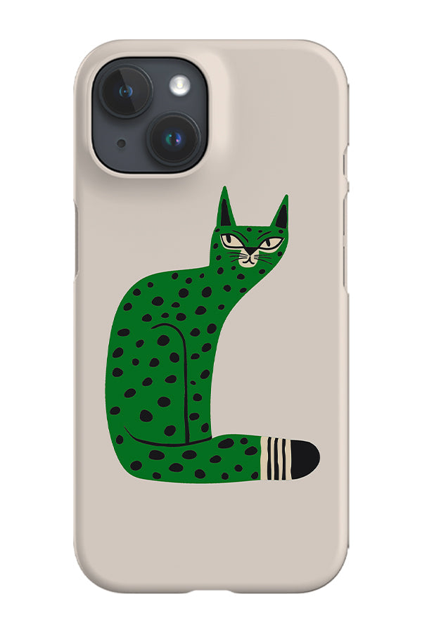 Bold Graphic Cat Phone Case (Beige Green) For Iphone & Samsung