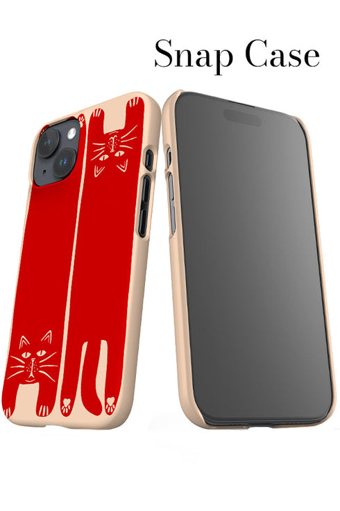 Two Cats iPhone Phone Case (Off White & Red) For Iphone & Samsung